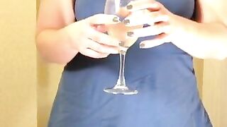 Slave Drinking her own Piss from a Wine Glass