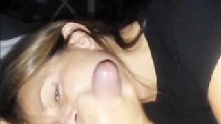 Brunette gives Intense Blowjob