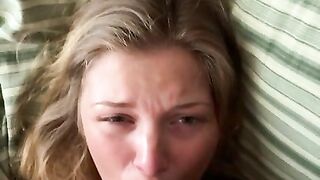 18 Year old Blonde Teen Blowjob and Throat Fuck POV HOMEMADE