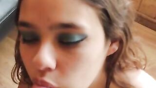 Gorgeous Make-up Girl Loves to Suck Cock HD