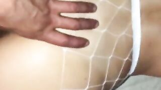 Horny Teen Slut in White Fishnets Gets Pounded