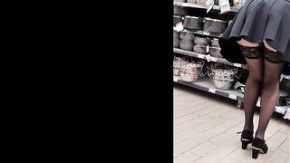 CUTE TEEN STALKED AND CANDID SKIRT AT THE SUPERMARKET - REAL