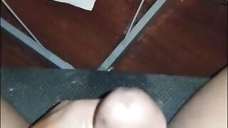 Stroking m black cock and cummig