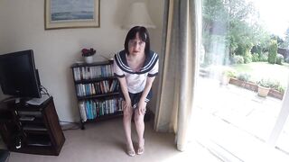 Sexy Slim Wife Shows off her school Uniform