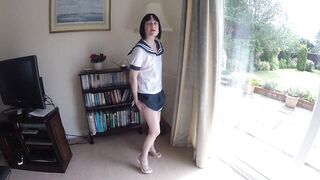 Sexy Slim Wife Shows off her school Uniform