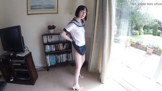 Sexy Slim Wife Shows off her school Uniform