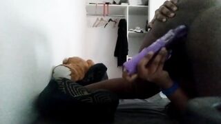 She dildoing her ass with her toys!