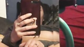 Asian Babe Finger Fucks herself in the Mirror Til she Cums