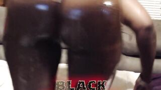 Mom's Thick Booty Ebony Friend Twerking Oily Pussy then Suck Good Dick