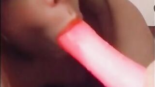 Busty Latina Plays with a Dildo (Snapchat for more Content)