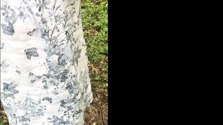 Outdoors wanking in the woods with the wife