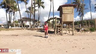 Kriss Hotwife Teen from Salvador Bahia Brazil and Cuckold Filming on the Beach