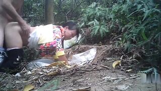 Mature asian street prostitute fuckt in the woods