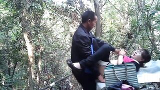 Asian street prostitute fuckt in the woods