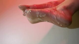 Close up Feet Fetish Cum Covered