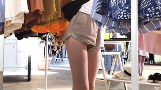 Candid Blonde Teen Ass Cheek Shorts