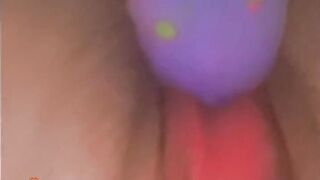 Latina Babe Licks Cum off Dildo - makes HerSelf Squirt !!!