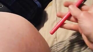 Anal Masturbation with a Pink Bic Marker