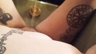 Tatted MILF Cumming in the Bathtub