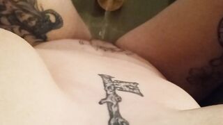 Tatted MILF Cumming in the Bathtub