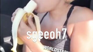 Cute Chick Does The Banana Challenge!