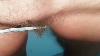 Pubic Haircut with Big Kitchen Scissors - so Scary to Damage my Pussy