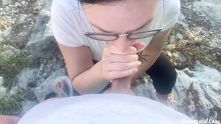 Public Cum Swallow Blowjob on Beach!!!!!