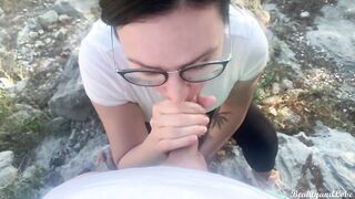 Public Cum Swallow Blowjob on Beach!!!!!