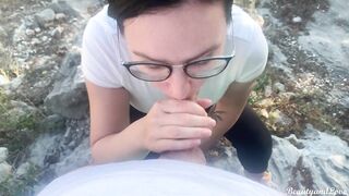 Public Cum Swallow Blowjob on Beach!!!!!