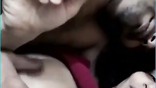 Bhabhi giving boobs to Dewar n Kissing him when home alone