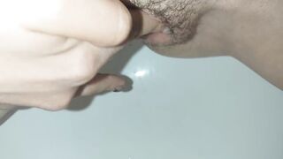 Tender Pussy Squirts from a Quick Handjob in a Bidet