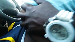 Rides black dick in car