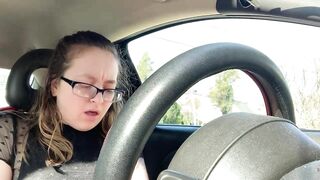 Girl Masturbating in Public in her Car