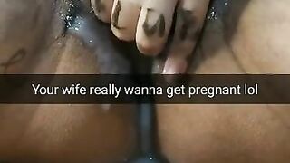 Cheating slutwife pushing cum inside her pussy for pregnancy