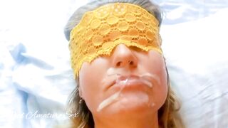 She happily keeping cum on her face! Cum Slut!!