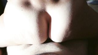 Real amateur POV reverse cowgirl close up and slowmotion cumshot on her ass