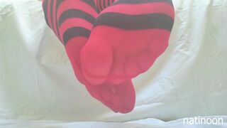 Black and Red Tights Tease