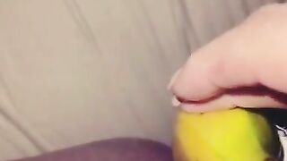 Swiss girl fucks herself with a banana