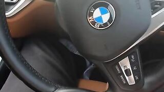 Step mom risky handjob in the car wash make step son cock ejaculate on steering wheel