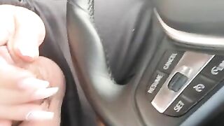 Step mom risky handjob in the car wash make step son cock ejaculate on steering wheel