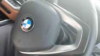 Step mom risky handjob in the car wash make step son cock ejaculate on steering wheel