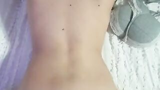 Little Tinder milf playing with dick in her pussy till he busted