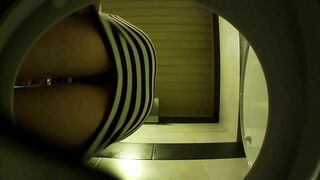 Teen peeing while camera inside the toilet