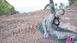 Alternative TEEN outdoor PEE SQUIRT masturbation with crazy toy - ANAL gapes wet orgasms tattoo girl dreadlocks alt goth punk