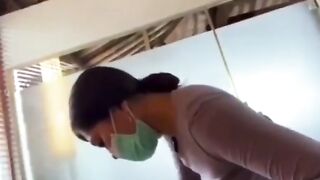 Man Cums on his Asian Esthetician while she Wax him