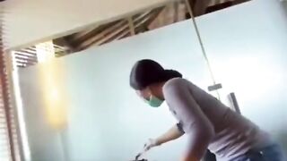 Man Cums on his Asian Esthetician while she Wax him