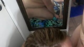 Housewife Becki Sucking Cock in Front of Mirror - 2 Angles