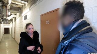 A Rich Frenchwoman cheats on her boyfriend to fuck in a cellar with black people!!