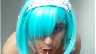 PART I. Hot latina Dirty Maid w/ Rem Cosplay do a sensual strip tease and ahegao face for you. PAGW