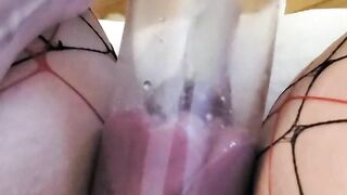 Mistress Gina Squirts Inside Pussy Pump, Fat Clit and Lips